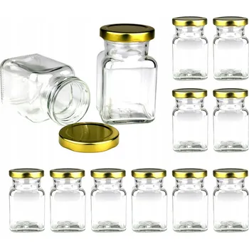 Sklenice 12x dózy, sklenice skleničky na koření 150 ml se zlatým víčkem fi 53