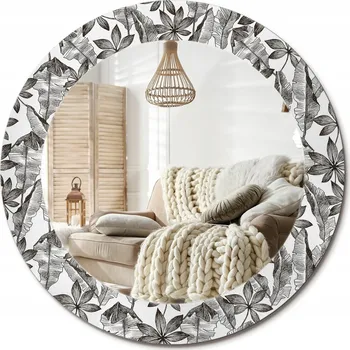 Zrcadlo Zrcadlo s ozdobným skleněným okrajem, průměr 60 cm, tropické listy