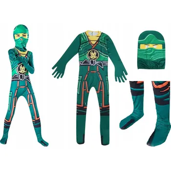 Karnevalový kostým Kostým Ninja Zelený Bojovník Ninjago 110-120 cm.