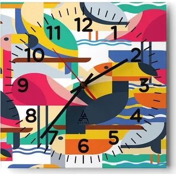 Hodiny Kuchyňské nástěnné hodiny 30x30 Abstrakce Skleněné hodiny do obýváku Moderní Tiché