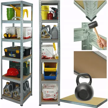 Dílenský regál Kovový pozinkovaný regál do skladu HELIOS 213x45x45cm 6 polic x 175kg, ROBUSTNÍ