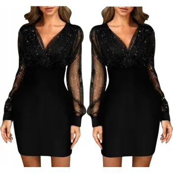 Dámské šaty SNM pouzdrové večerní šaty P120 černá L