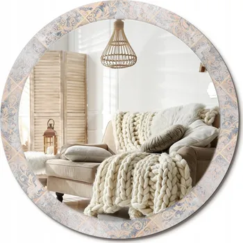 Zrcadlo Zrcadlo s potiskem do koupelny ložnice obývacího pokoje Velké fi 90 cm Staré dlaždice