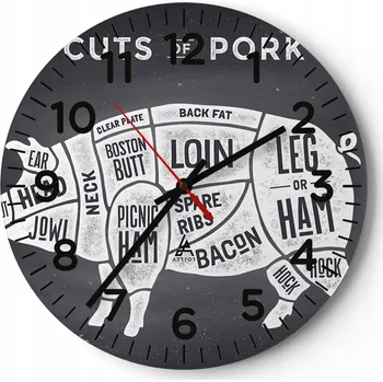 Hodiny Kuchyňské nástěnné hodiny 30x30 Gastronomie Moderní skleněné hodiny Tiché