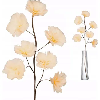 umělá květina UMĚLÝ KVĚT dekorační větvička do vázy PŘÍRODNÍ PEŘÍ béžová 100 cm