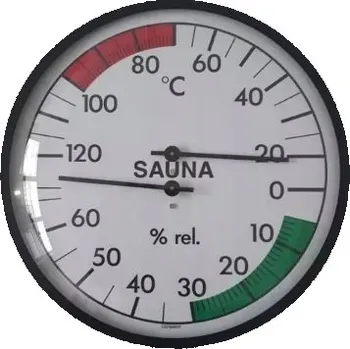 Eliga, kovový teploměr do sauny s vlhkoměrem