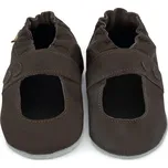 CAROZOO Kožené capáčky s koženou podrážkou hnědé sandálky 0-6 měsíců Hnědá 18,5