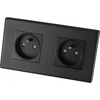 Elektrická zásuvka Dvojitá zásuvka černá sada rámeček dvojitý a 2 x zásuvka MIUUN Leo