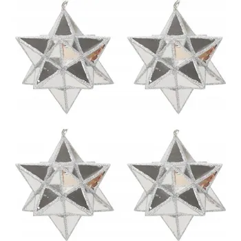 Vánoční dekorace Tvarované Vánoční Baňky Hvězda 7,5 cm 4 ks