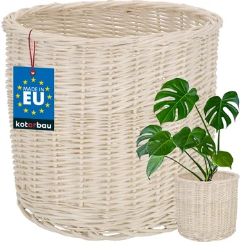 Květináč Pletený proutěný obal na květináč, přírodní, průměr 33 cm - Bílá barva - bílá \ 33 cm