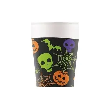 Party nádobí PAPÍROVÉ KELÍMKY HAPPY HALLOWEEN LEBKA DÝNĚ PAVUČINA 200 ML 8 KS