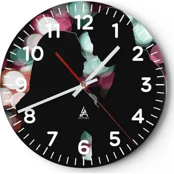 Hodiny Nástěnné hodiny do obýváku 40x40 Lidé Kulatý Skleněné hodiny Loft Tiché