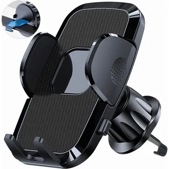 DRŽÁK TELEFONU DO AUTA NA VĚTRACÍ MŘÍŽKU S TLAČÍTKEM