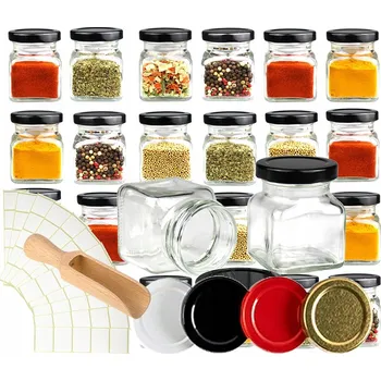 Sklenice 24x skleničky, sklenice, nádobky na koření 120 ml + 100 etiket + 1 naběračka