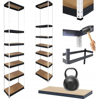 Dílenský regál Kovový regál skladový stojan HELIOS 270x50x50cm 7 polic x 175kg ZÁTĚŽ, ROBUSTNÍ