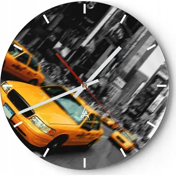 Hodiny Velké nástěnné hodiny 40x40 cm Město Skleněné hodiny Kulatý Tiché