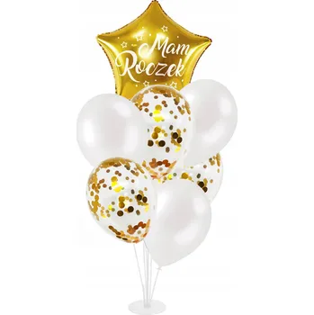 Balónek SADA BALÓNKY k 1. NAROZENINÁM zlaté a bílé + STOJAN