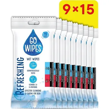 Dětský vlhčený ubrousek GoWipes vlhčené osvěžujíci ubrousky 9× 15 ks (135 ks)