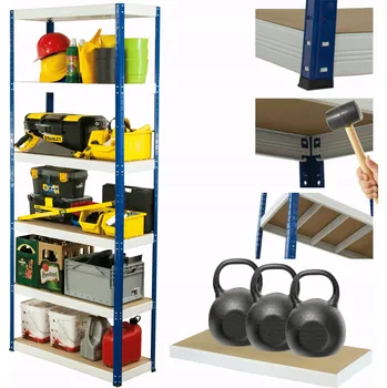 regál Kovový regál skladový stojan HELIOS 213x90x35cm 6 polic x 350kg ODOLNÝ