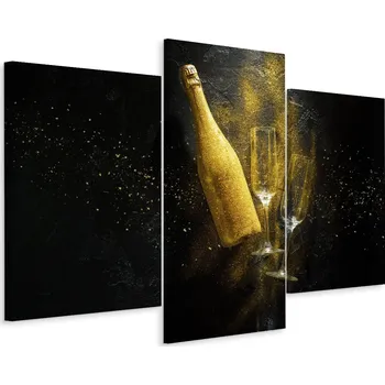 Obraz Obraz Triptych ŠAMPAŇSKÉ Skleničky Třpytky 3D 60x40