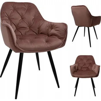 Jídelní židle ČALOUNĚNÁ ŽIDLE KŘESLO PROŠÍVANÉ DO OBÝVÁKU JÍDELNY VELUROVÁ RŮŽOVÁ ARTEN