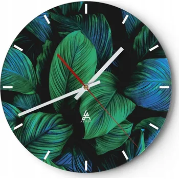 Hodiny Nástěnné hodiny do kuchyně 30x30 Listy Skleněné hodiny do obýváku Loft Tiché