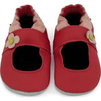Capáčky CAROZOO Kožené capáčky s koženou podrážkou červené sandálky 2-3 roky Červená 24,5