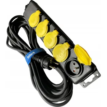 Napájecí kabel Prodlužovací Kabel lištový, zahradní Hilark 10 m 5 ks zásuvek, černý