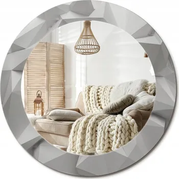 Zrcadlo Dekorativní zrcadlo s ozdobným rámem Abstraktní bílý křišťál průměr 60 cm