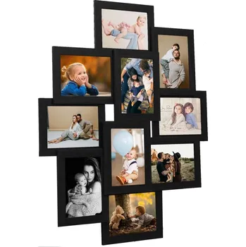 Rám na obraz Kolážový fotorámeček na 10 obrázků (13 x 18 cm) černý MDF IM_332783