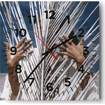 Hodiny Kuchyňské nástěnné hodiny 30x30 Žena Skleněné hodiny do obýváku Moderní Tiché