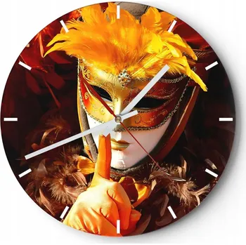 Hodiny Velké nástěnné hodiny na zeď 40x40 Maska Skleněné hodiny Kulatý Tiché