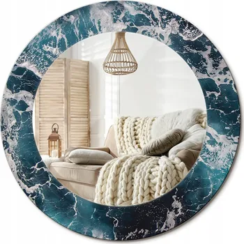 Zrcadlo Zrcadlo s potiskem do koupelny, kuchyně, předsíně, průměr 50 cm - Bouřlivé moře