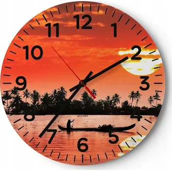 Hodiny Kuchyňské nástěnné hodiny 30x30 Krajina Moderní Skleněné hodiny do obýváku Tiché