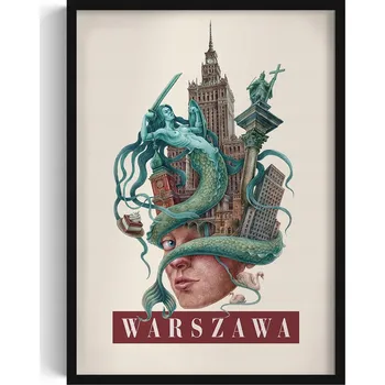 Obraz Obraz + rámeček Vintage retro styl Varšava Siréna Zikmundův sloup 50x70 cm