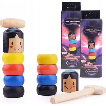 Dřevěná hračka 2x DŘEVĚNÁ HRAČKA PYRAMIDOVÁ PANÁČEK S KLADIVEM, DŘEVĚNÉ STAVEBNICE PRO DĚTI