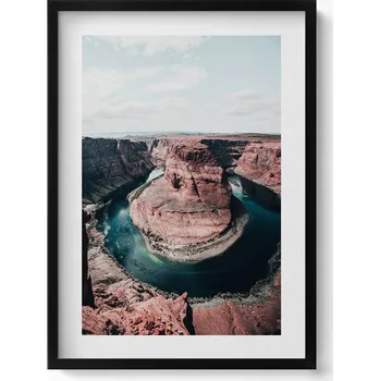 Obraz Nástěnný obraz v černém rámu do obýváku, kuchyně: Řeka a útes, krajina, 50x70 cm