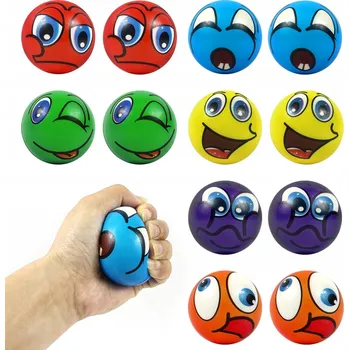 Mačkací Hračka antistresový míč emotka vícebarevný 12 ks
