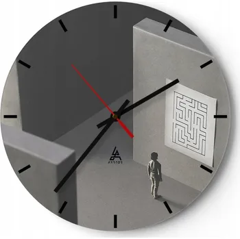 Hodiny Nástěnné hodiny do kuchyně 30x30 Labyrint Skleněné hodiny do obýváku Loft Tiché