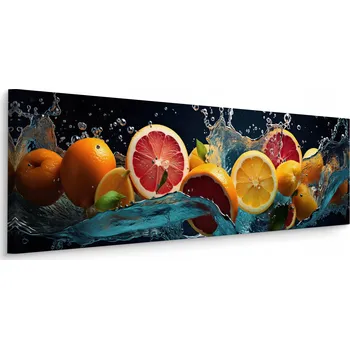Obraz Panoramatický obraz na plátně Ovoce CITRUSY Abstrakce Voda 3D 145x45