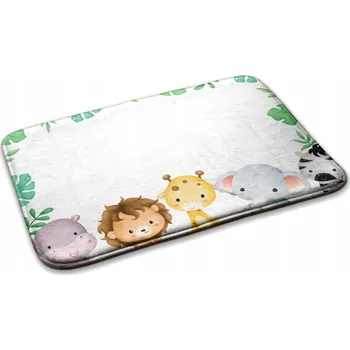 Koberec Koberec / Podložka pro děti do dětského pokoje Zvířata a listy 90x60 cm