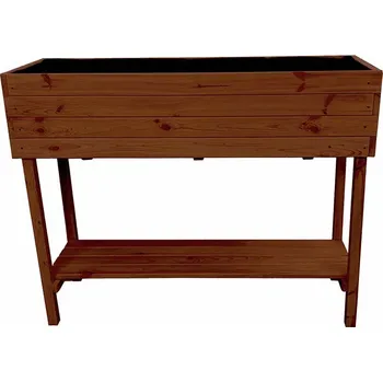 Truhlík Vyvýšený dřevěný truhlík s policí 80 cm - teak