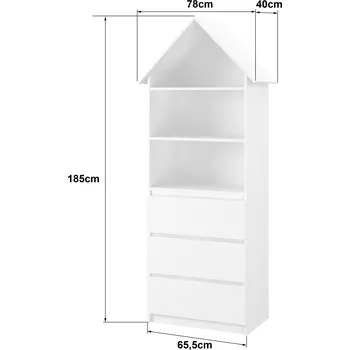 Knihovna Knihovnička A3 Domeček Květinky a holčička - Bílá