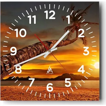 Hodiny Nástěnné hodiny do obýváku 40x40 Palma Tiché hodiny na skle Stylové tiché