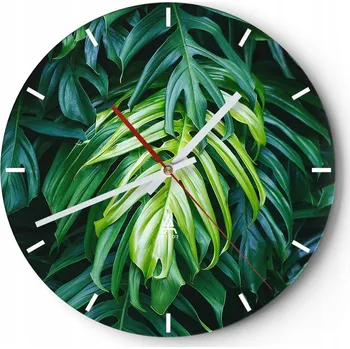 Hodiny Nástěnné hodiny do kuchyně 30x30 Botanika Skleněné hodiny do obýváku Loft Tiché