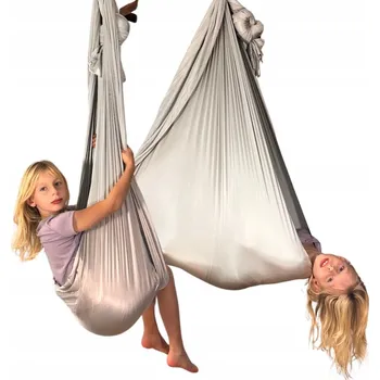 Šála Houpací síť na aerial jógu, akrobatická šála 5 m stříbrná, široká 260 cm