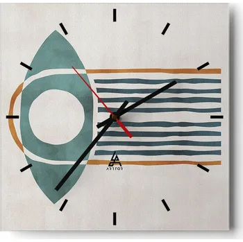 Hodiny Velké nástěnné hodiny 40x40 Boho Skleněné hodiny Čtvercové Tiché