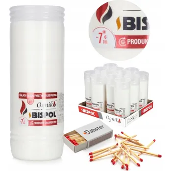 Svíčka Parafínové vložky do hřbitovních svíček BISPOL WP7 156H 12 Ks + zápalky DABSTER_ PL a38