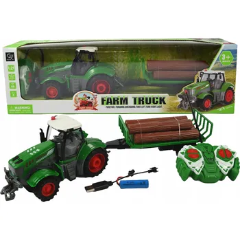 autíčko DÁLKOVĚ OVLÁDANÝ TRAKTOR S PŘÍVĚSEM NA DŘEVO