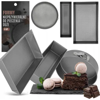Forma na pečení 3x FORMA PLECH PEČENÍ KOLÁČŮ FORMA NA DORT PLECH SADA NEPŘILNAVÝ L0